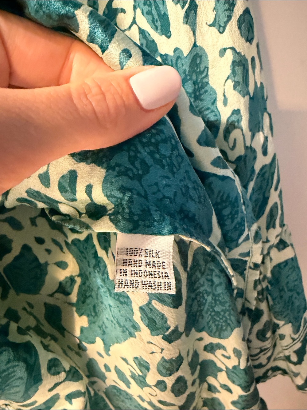 Natalie Martin Teal Floral Peasant Top - 100% Silk - Picture 3 of 4